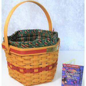Longaberger Snowflake Basket 10" Cloth Liner Protector Christmas Collection 1997